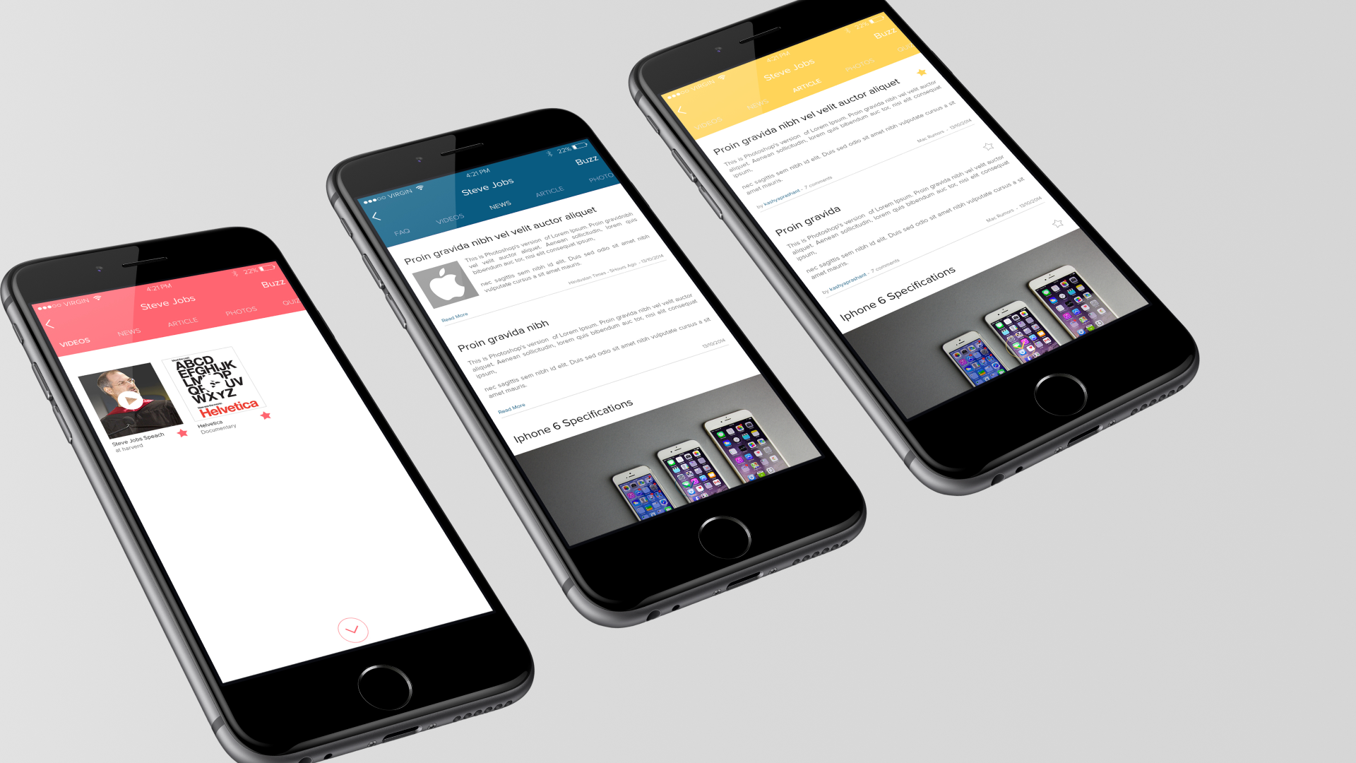 Kexplora content screens - article, news and video views for exploring a topic